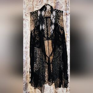 Black and Beige Lace Dress